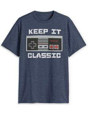 Nintendo Navy "Keep It Classic" NES Controller Cotton-Blend Graphic Tee